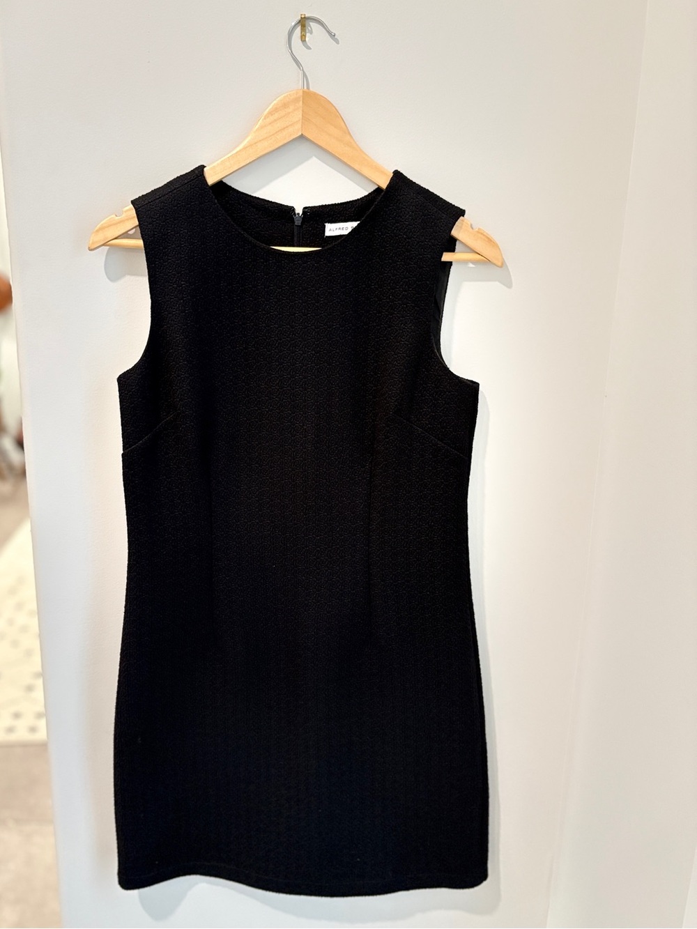 Alfred Sung Knit Black Jacquard Shift Dress Size 4